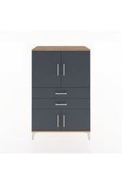 Hyperion Dolap 2 Raflı 2 Çekmeceli 4 Kapaklı 88x44x134 Çam-Antrasit