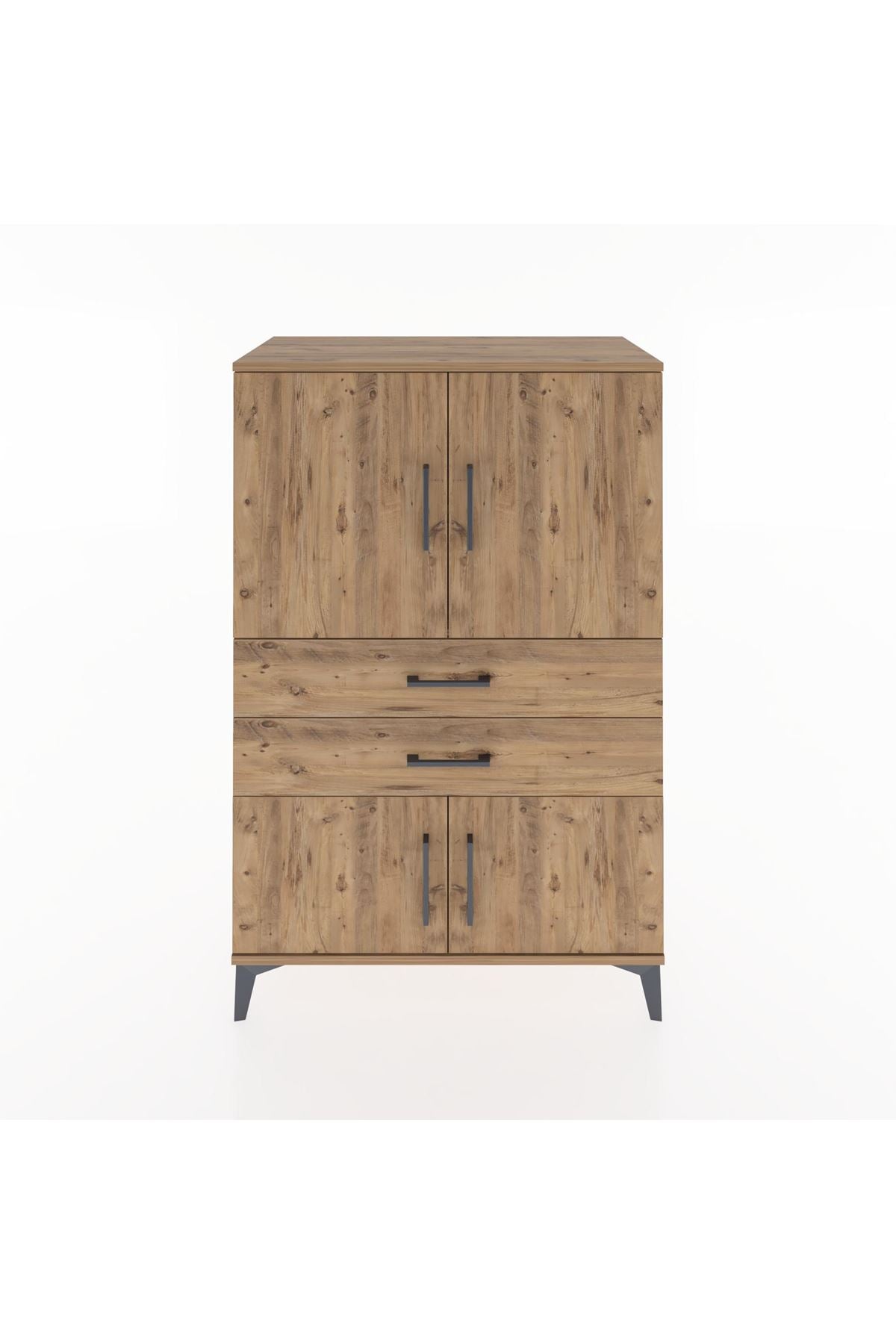 Hyperion Dolap 2 Raflı 2 Çekmeceli 4 Kapaklı 88x44x134 Çam-Çam