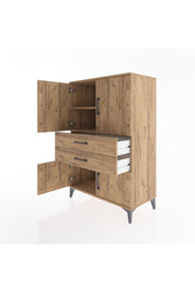 Hyperion Dolap 2 Raflı 2 Çekmeceli 4 Kapaklı 88x44x134 Çam-Çam