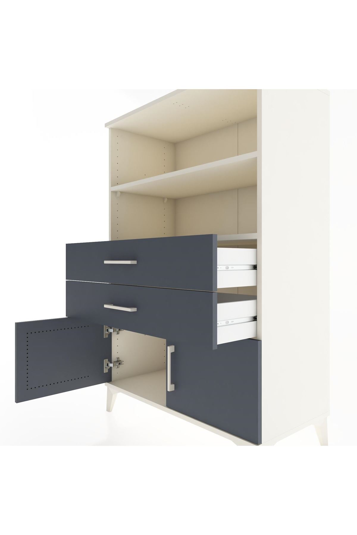 Hyperion Dolap 2 Raflı 2 Çekmeceli 2 Kapaklı 88x44x134 Aytaşı-Antrasit