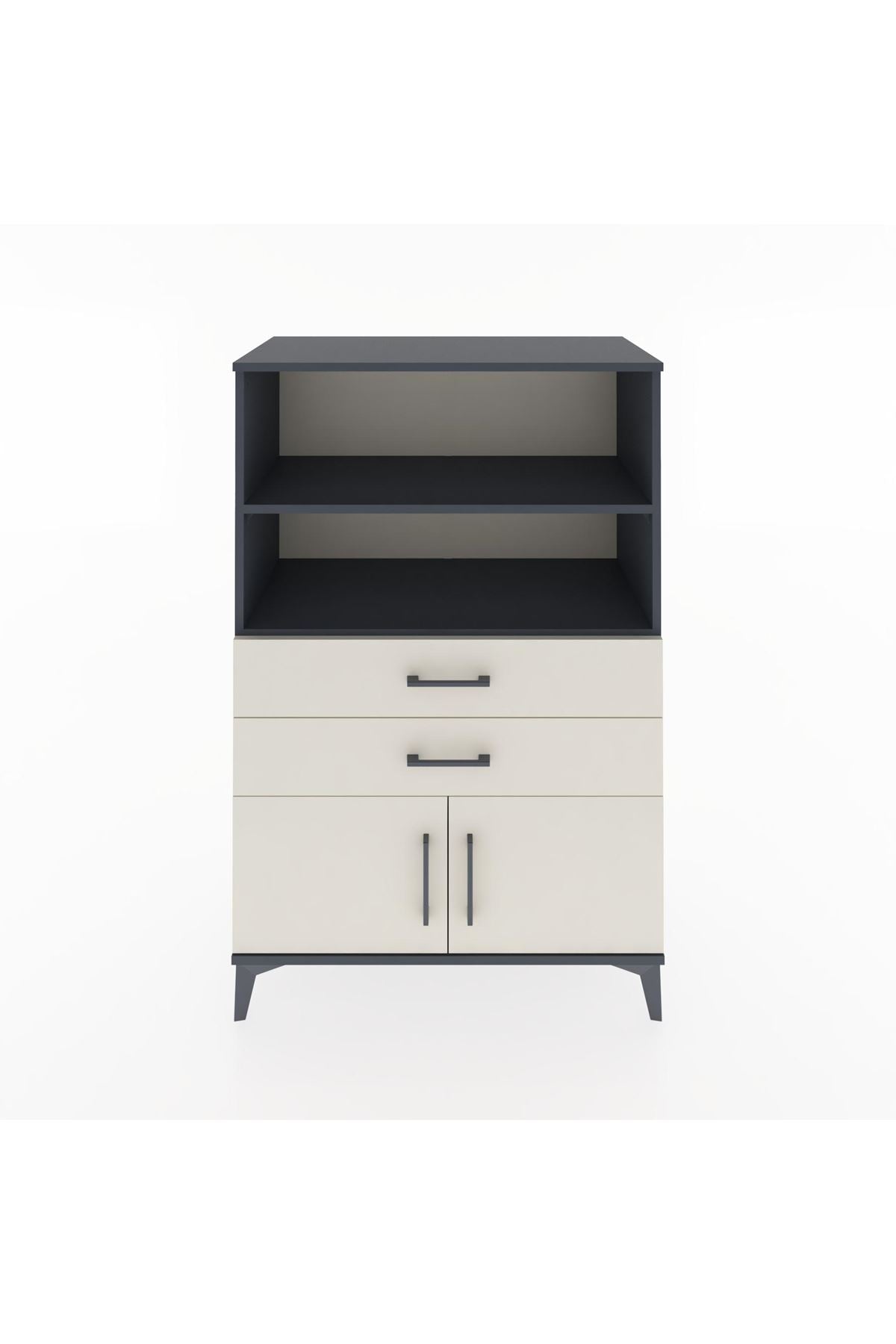 Hyperion Dolap 2 Raflı 2 Çekmeceli 2 Kapaklı 88x44x134 Antrasit-Aytaşı