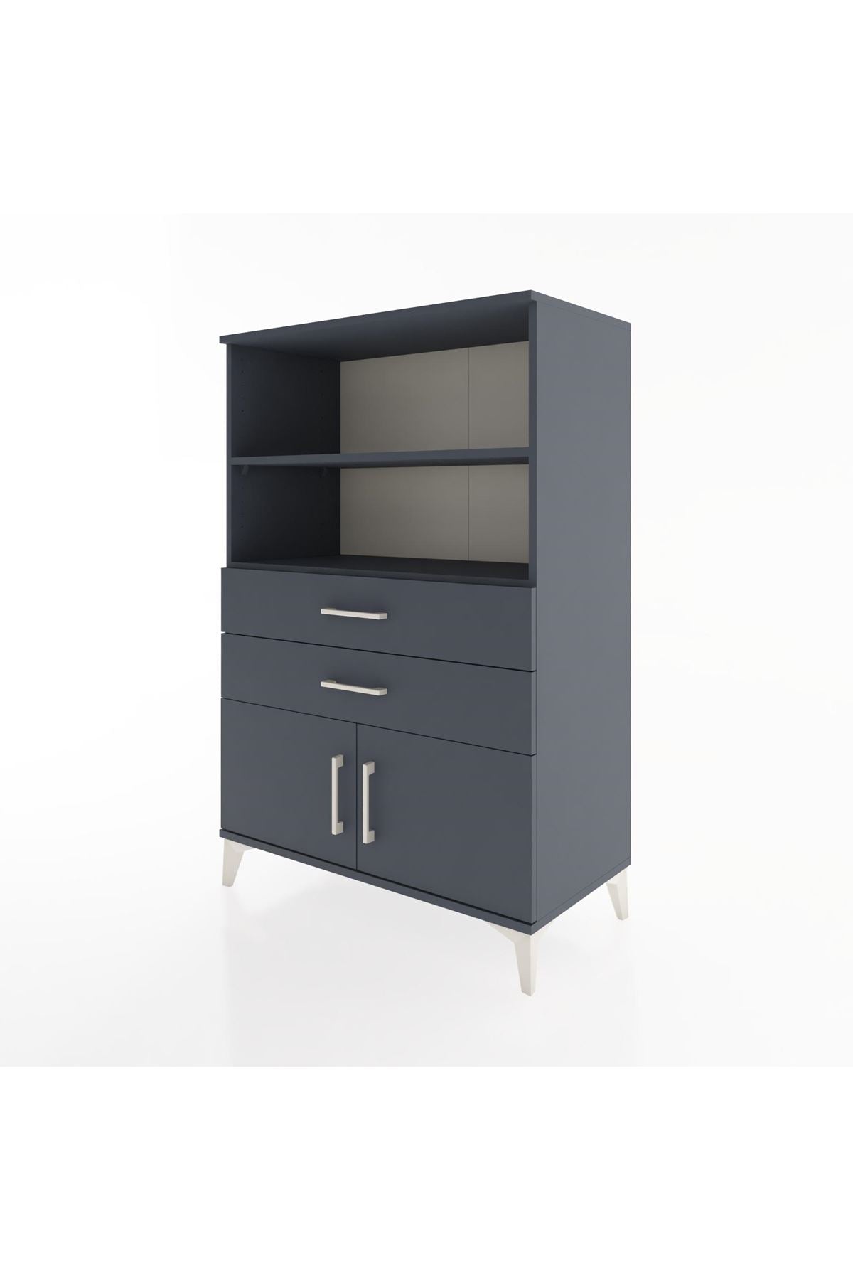 Hyperion Dolap 2 Raflı 2 Çekmeceli 2 Kapaklı 88x44x134 Antrasit-Antrasit