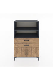 Hyperion Dolap 2 Raflı 2 Çekmeceli 2 Kapaklı 88x44x134 Antrasit-Çam
