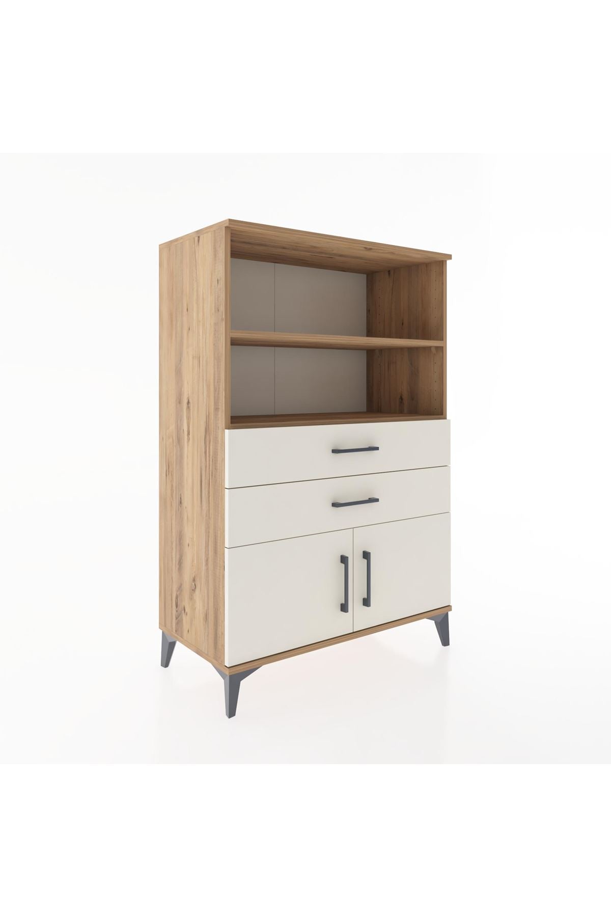 Hyperion Dolap 2 Raflı 2 Çekmeceli 2 Kapaklı 88x44x134 Çam-Aytaşı