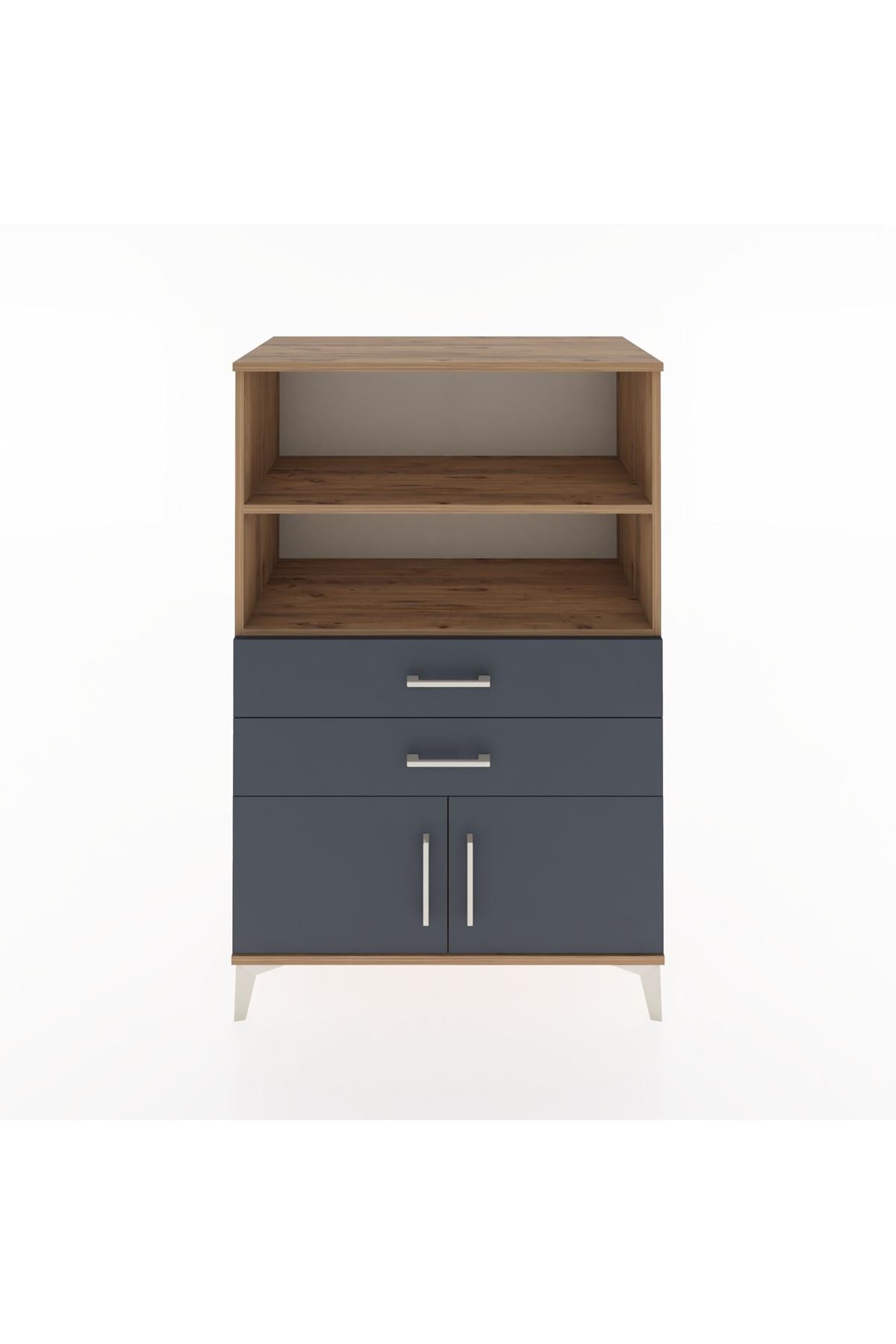 Hyperion Dolap 2 Raflı 2 Çekmeceli 2 Kapaklı 88x44x134 Çam-Antrasit