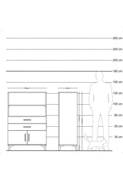 Hyperion Dolap 2 Raflı 2 Çekmeceli 2 Kapaklı 88x44x134 Çam-Antrasit
