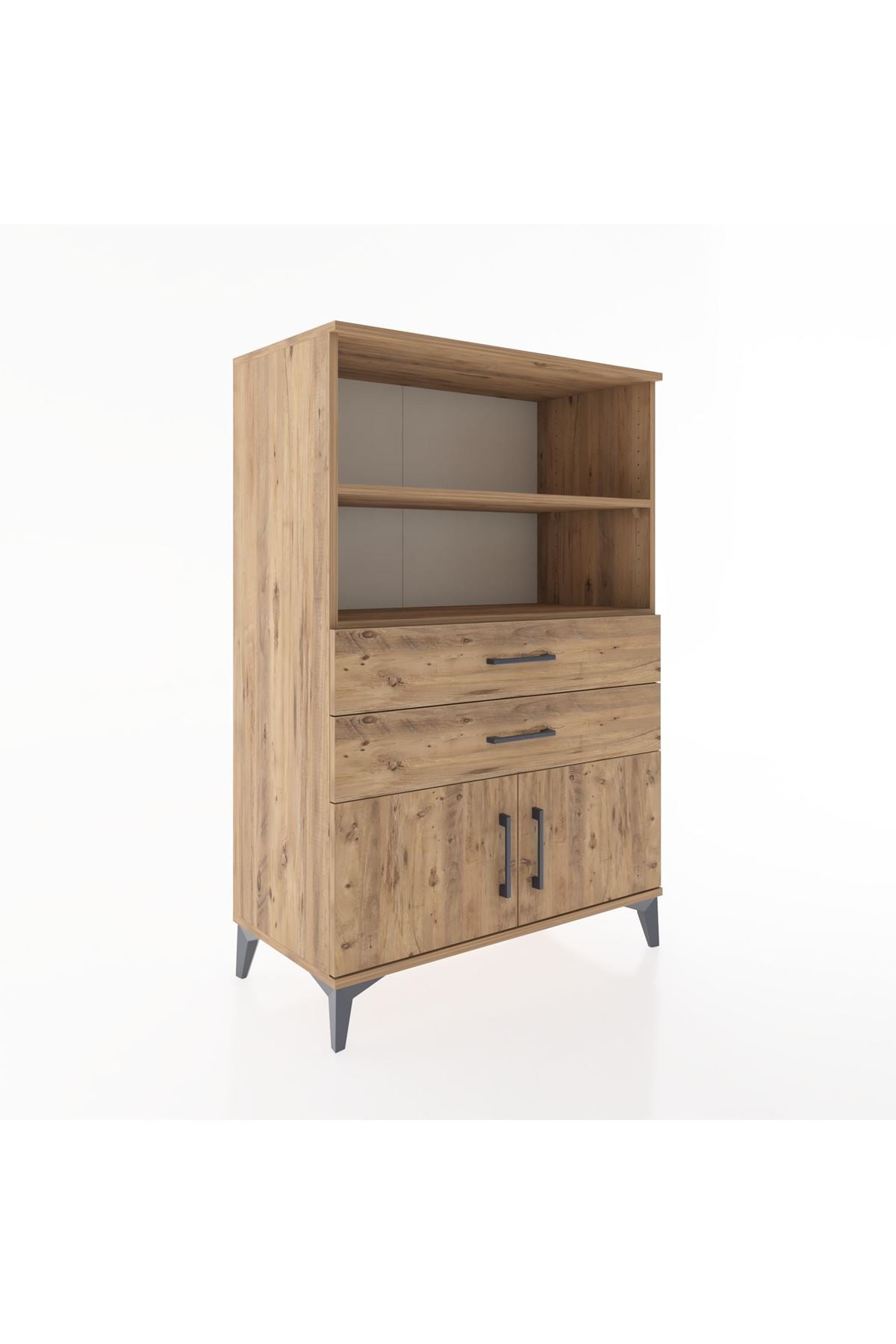 Hyperion Dolap 2 Raflı 2 Çekmeceli 2 Kapaklı 88x44x134 Çam-Çam