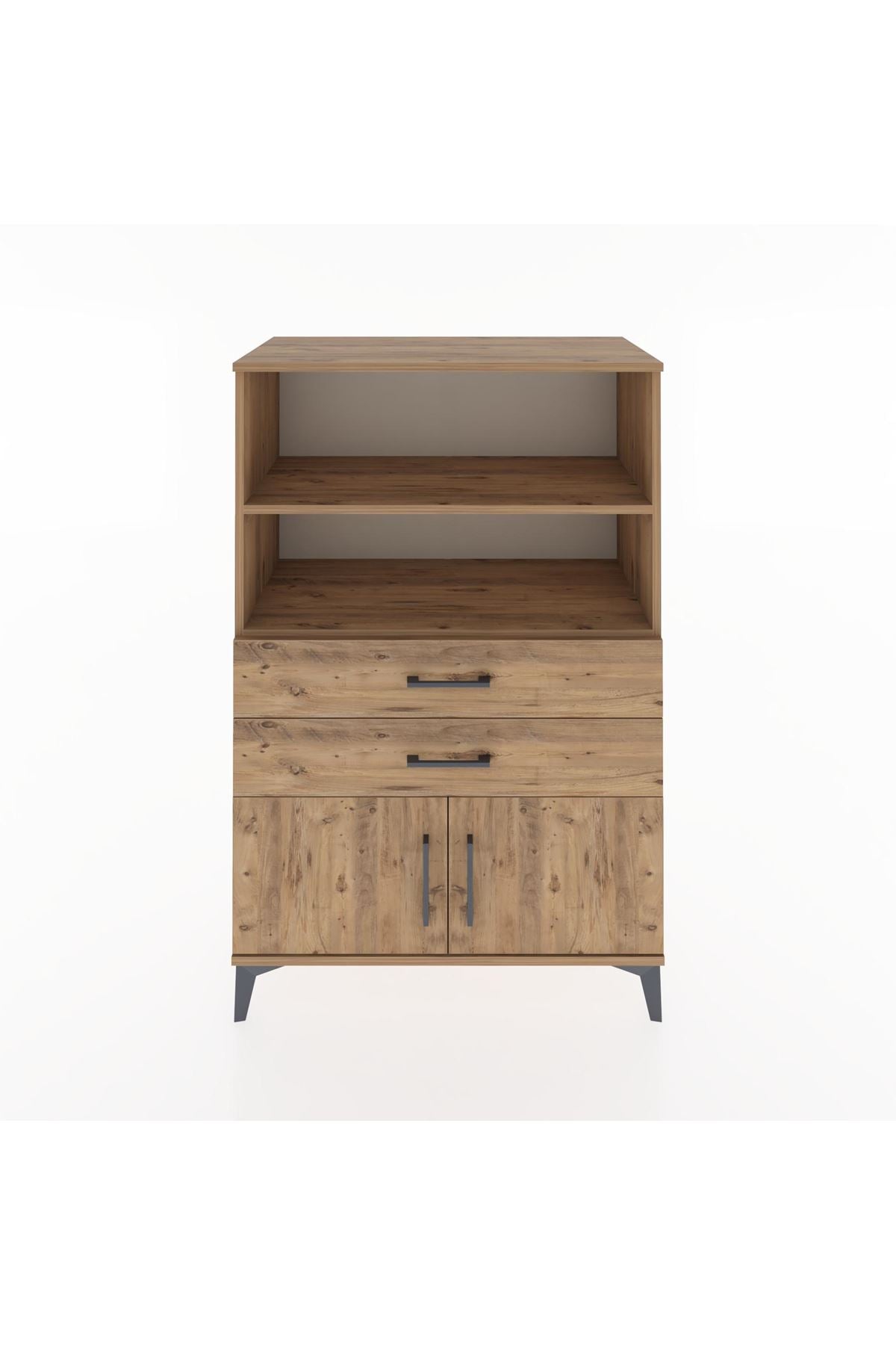 Hyperion Dolap 2 Raflı 2 Çekmeceli 2 Kapaklı 88x44x134 Çam-Çam