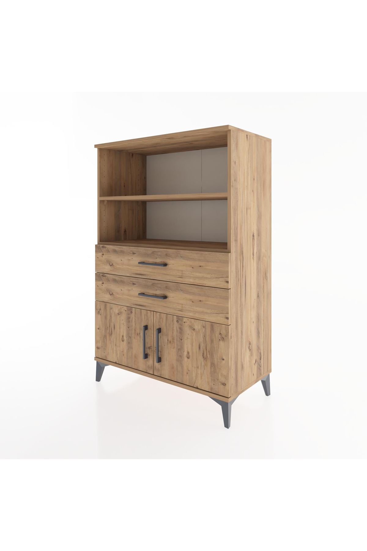 Hyperion Dolap 2 Raflı 2 Çekmeceli 2 Kapaklı 88x44x134 Çam-Çam