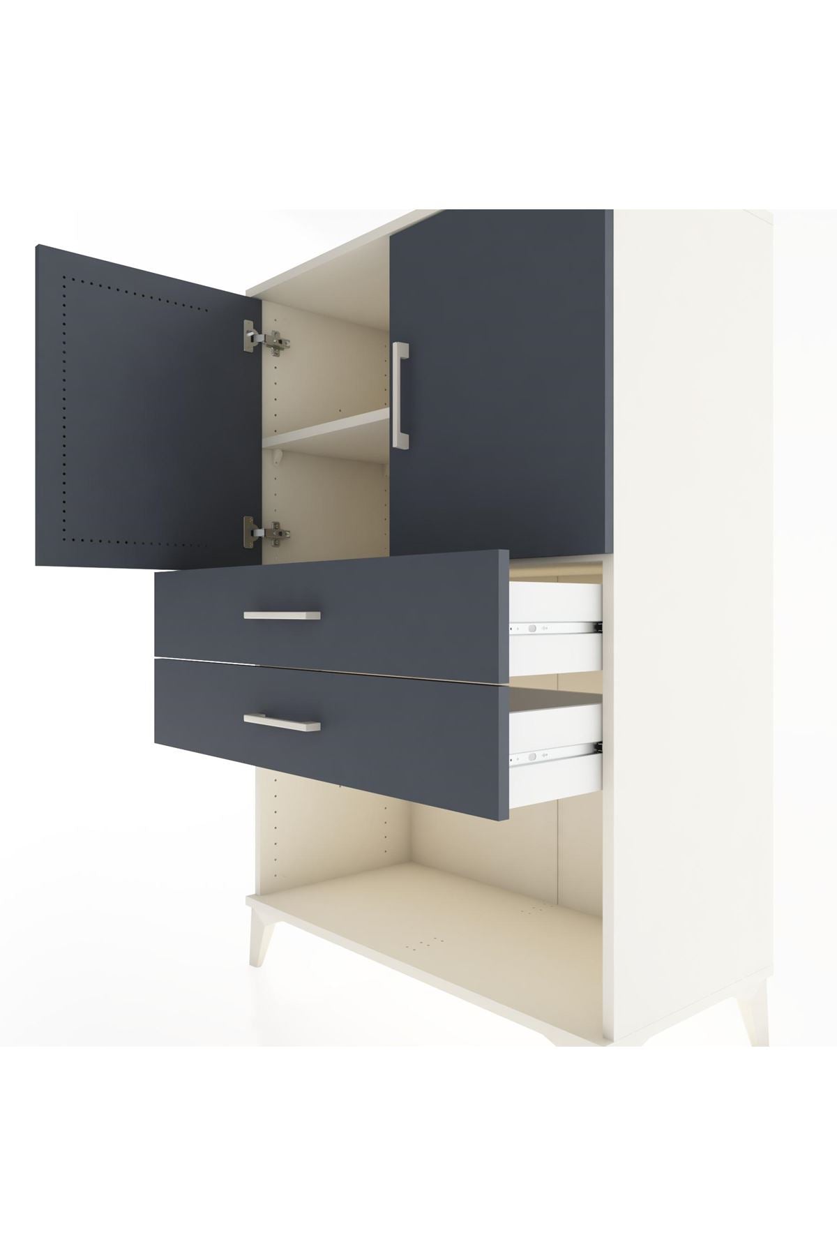 Hyperion Dolap 2 Raflı 2 Çekmeceli 2 Kapaklı 88x44x134 Aytaşı-Antrasit