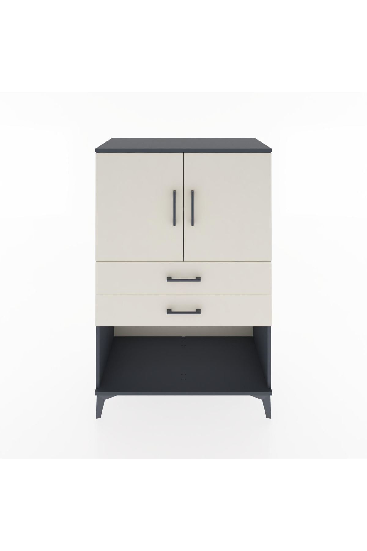 Hyperion Dolap 2 Raflı 2 Çekmeceli 2 Kapaklı 88x44x134 Antrasit-Aytaşı