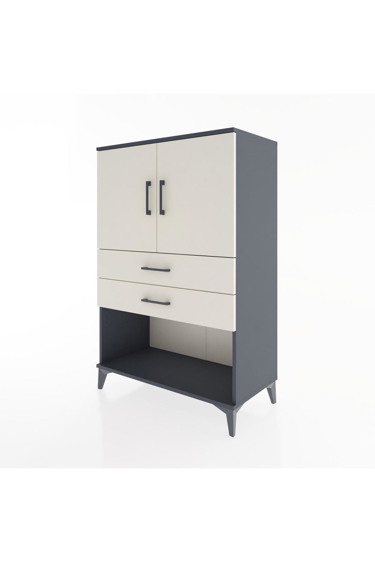 Hyperion Dolap 2 Raflı 2 Çekmeceli 2 Kapaklı 88x44x134 Antrasit-Aytaşı