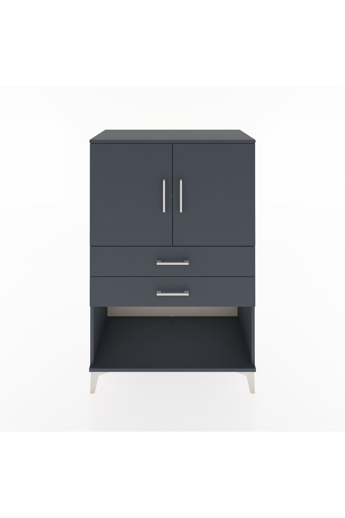 Hyperion Dolap 2 Raflı 2 Çekmeceli 2 Kapaklı 88x44x134 Antrasit-Antrasit