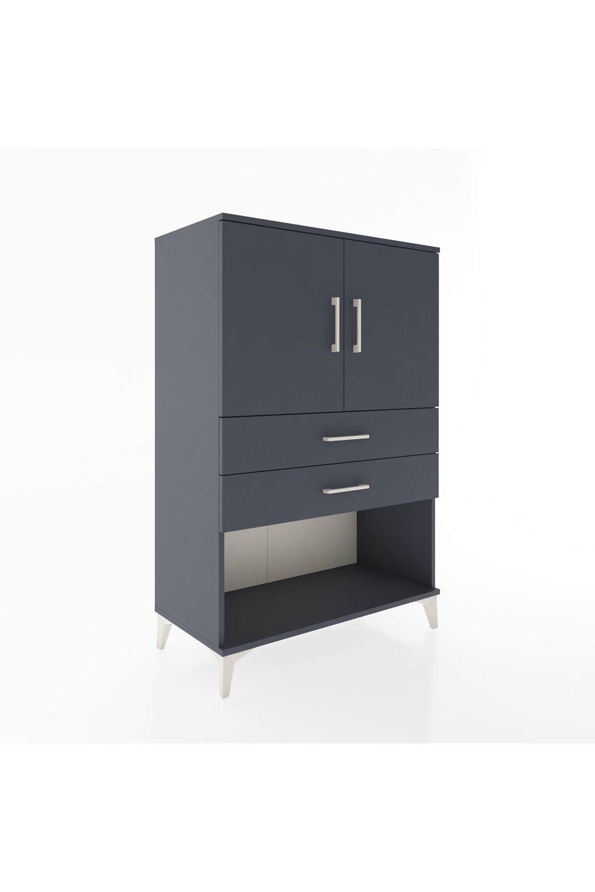 Hyperion Dolap 2 Raflı 2 Çekmeceli 2 Kapaklı 88x44x134 Antrasit-Antrasit