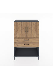 Hyperion Dolap 2 Raflı 2 Çekmeceli 2 Kapaklı 88x44x134 Antrasit-Çam