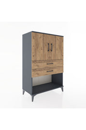 Hyperion Dolap 2 Raflı 2 Çekmeceli 2 Kapaklı 88x44x134 Antrasit-Çam