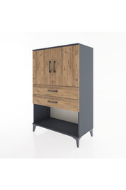 Hyperion Dolap 2 Raflı 2 Çekmeceli 2 Kapaklı 88x44x134 Antrasit-Çam