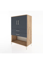 Hyperion Dolap 2 Raflı 2 Çekmeceli 2 Kapaklı 88x44x134 Çam-Antrasit