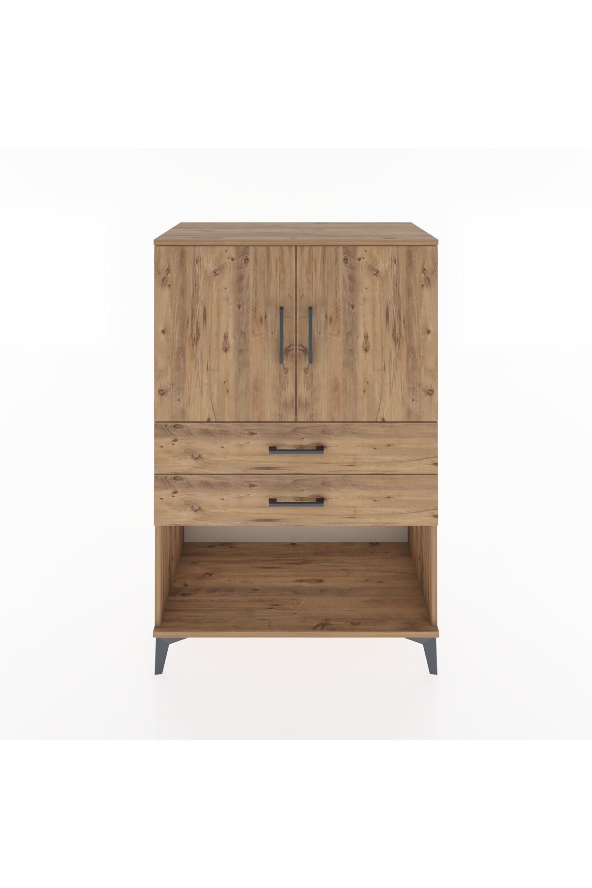 Hyperion Dolap 2 Raflı 2 Çekmeceli 2 Kapaklı 88x44x134 Çam-Çam