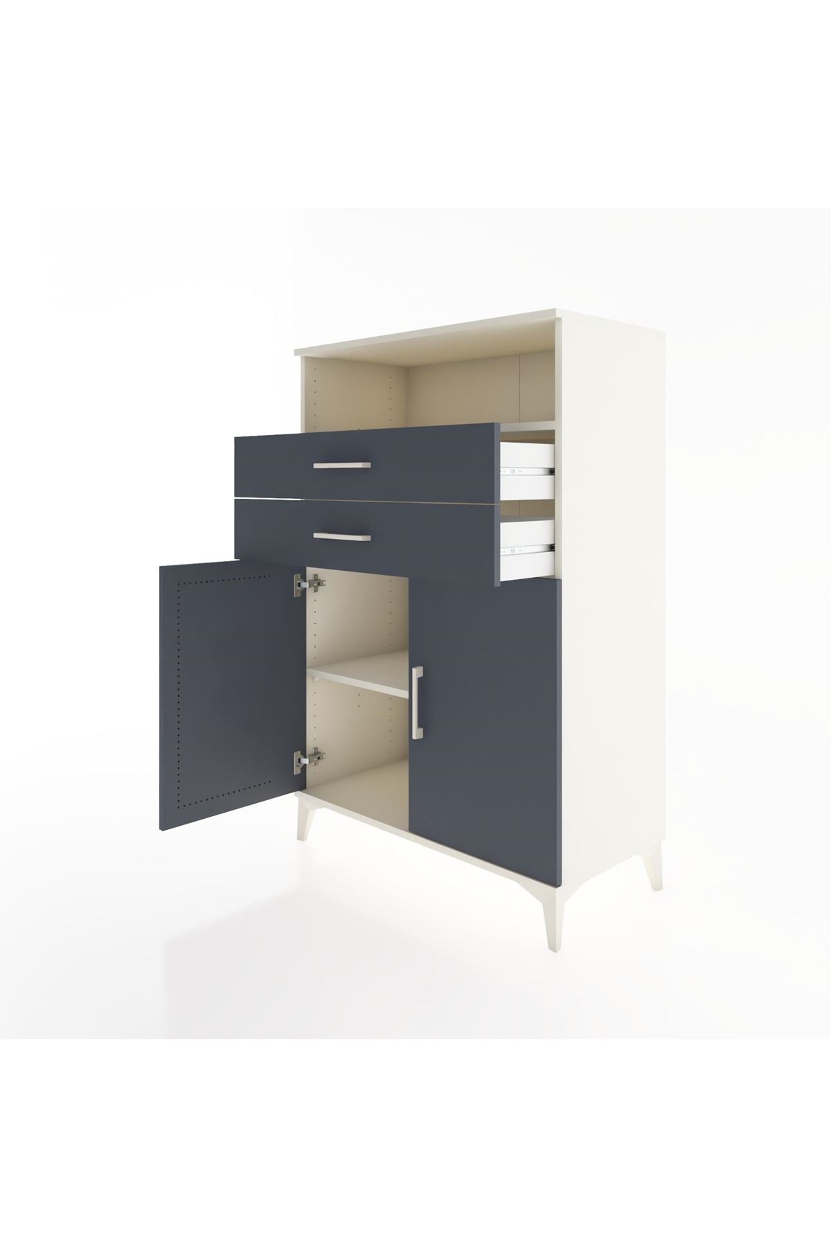 Hyperion Dolap 2 Raflı 2 Çekmeceli 2 Kapaklı 88x44x134 Aytaşı-Antrasit