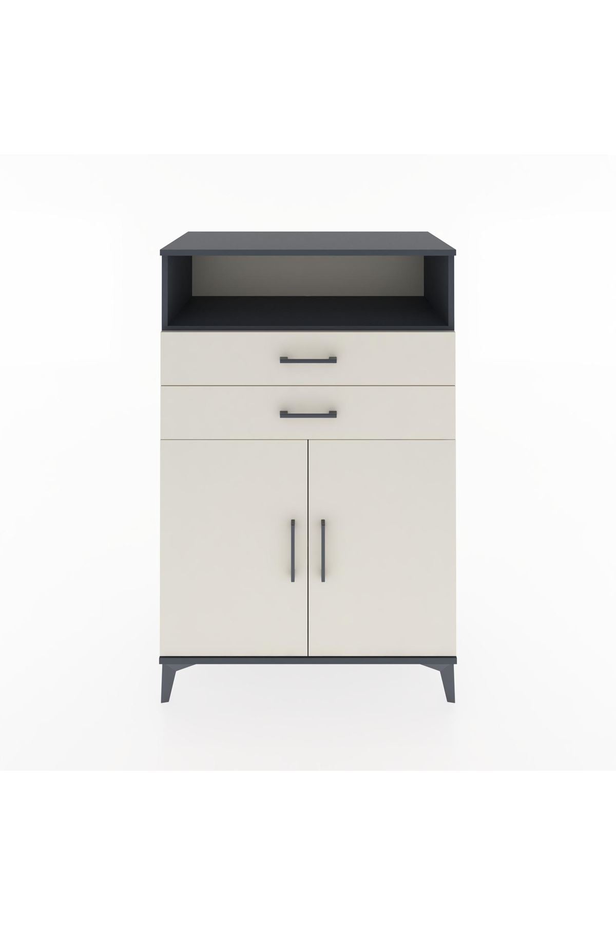 Hyperion Dolap 2 Raflı 2 Çekmeceli 2 Kapaklı 88x44x134 Antrasit-Aytaşı