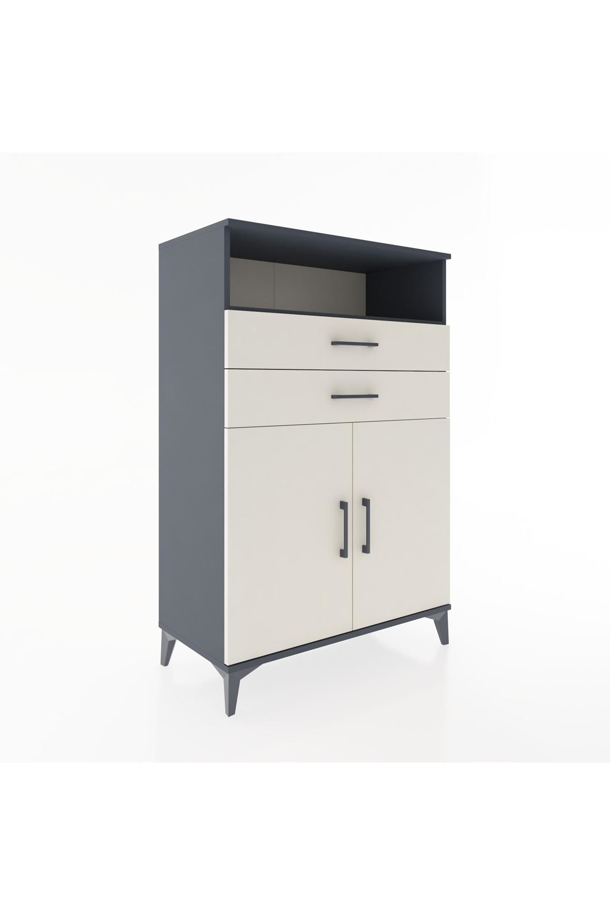 Hyperion Dolap 2 Raflı 2 Çekmeceli 2 Kapaklı 88x44x134 Antrasit-Aytaşı