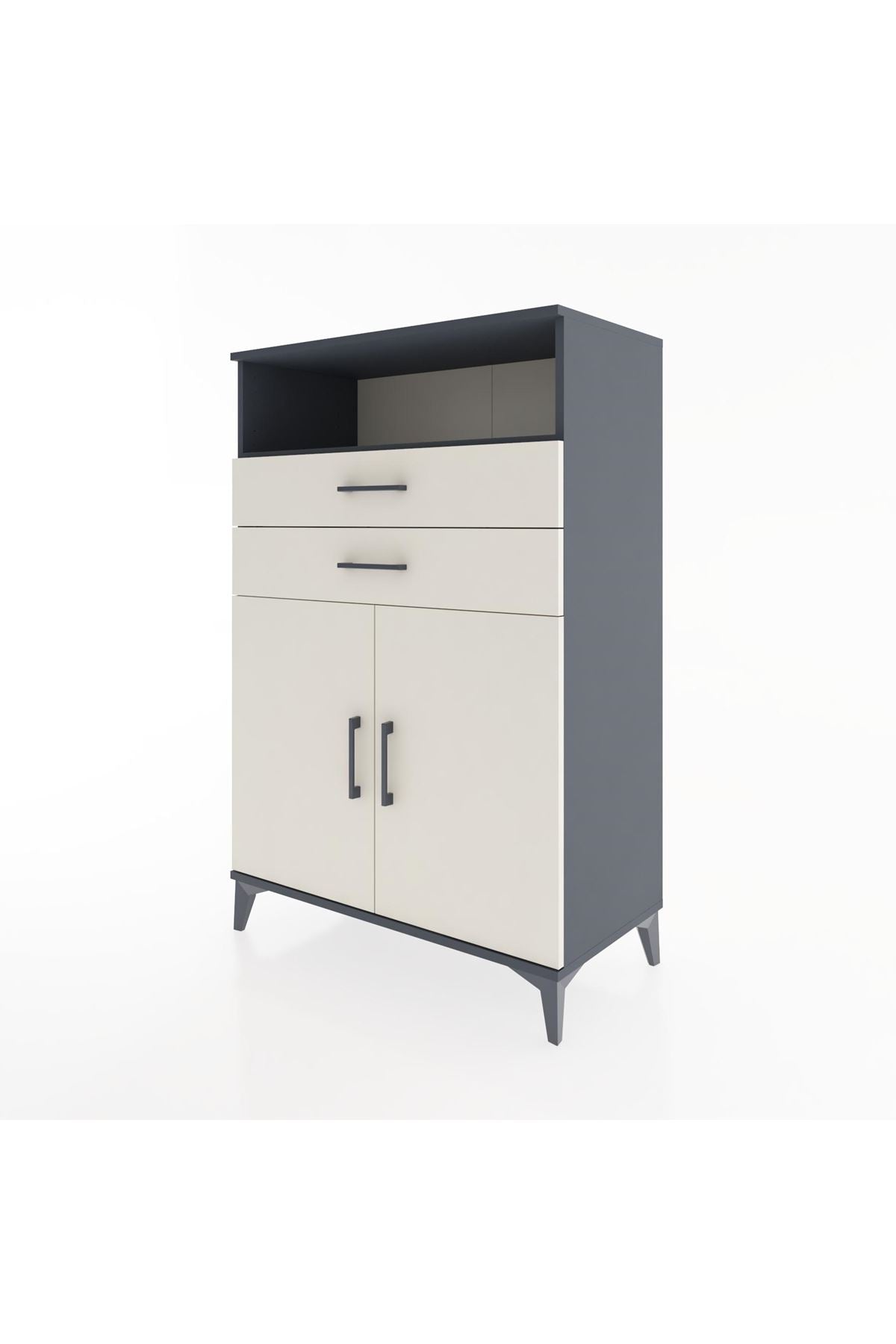 Hyperion Dolap 2 Raflı 2 Çekmeceli 2 Kapaklı 88x44x134 Antrasit-Aytaşı