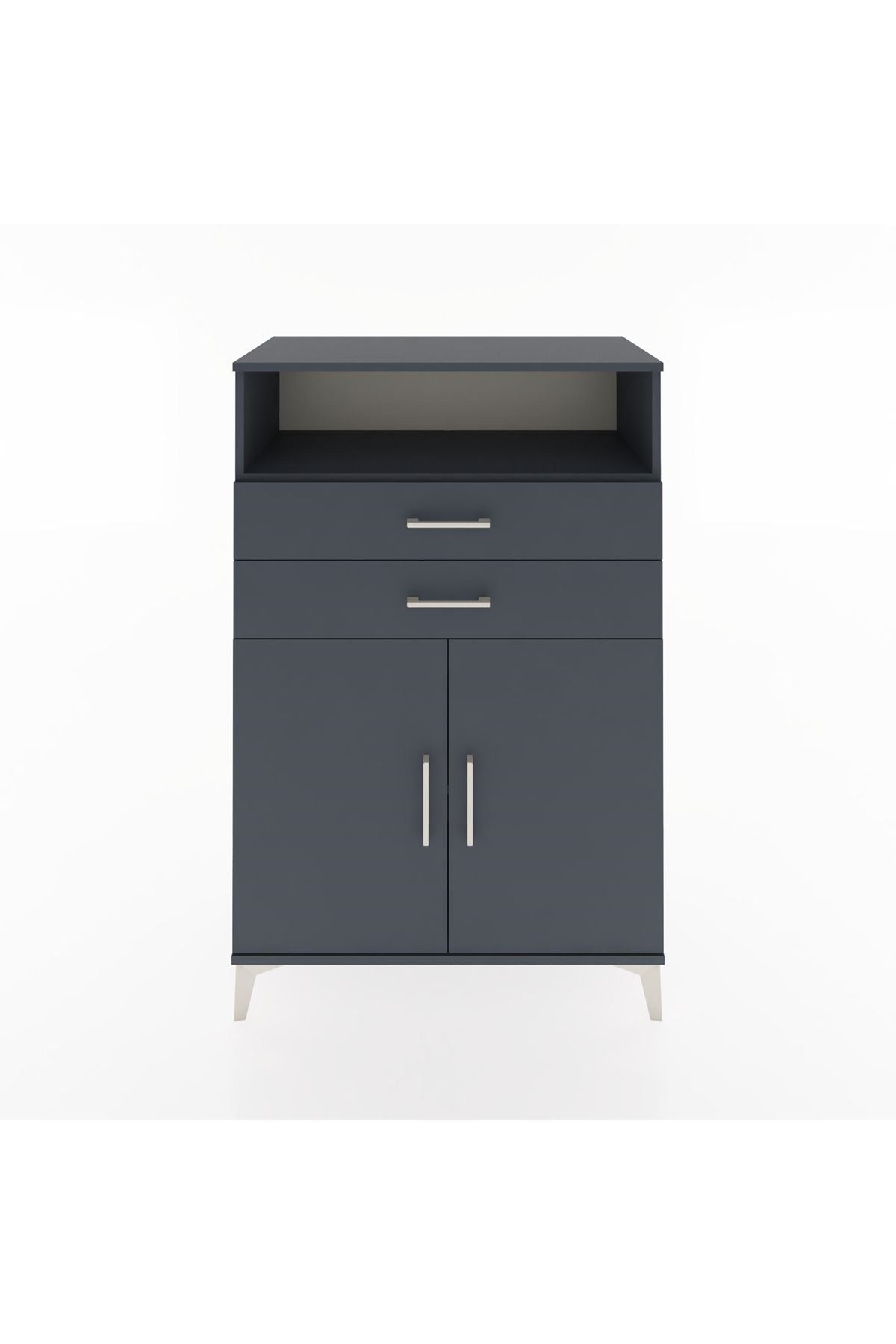Hyperion Dolap 2 Raflı 2 Çekmeceli 2 Kapaklı 88x44x134 Antrasit-Antrasit