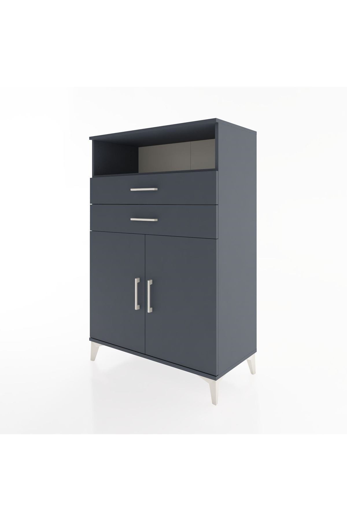 Hyperion Dolap 2 Raflı 2 Çekmeceli 2 Kapaklı 88x44x134 Antrasit-Antrasit