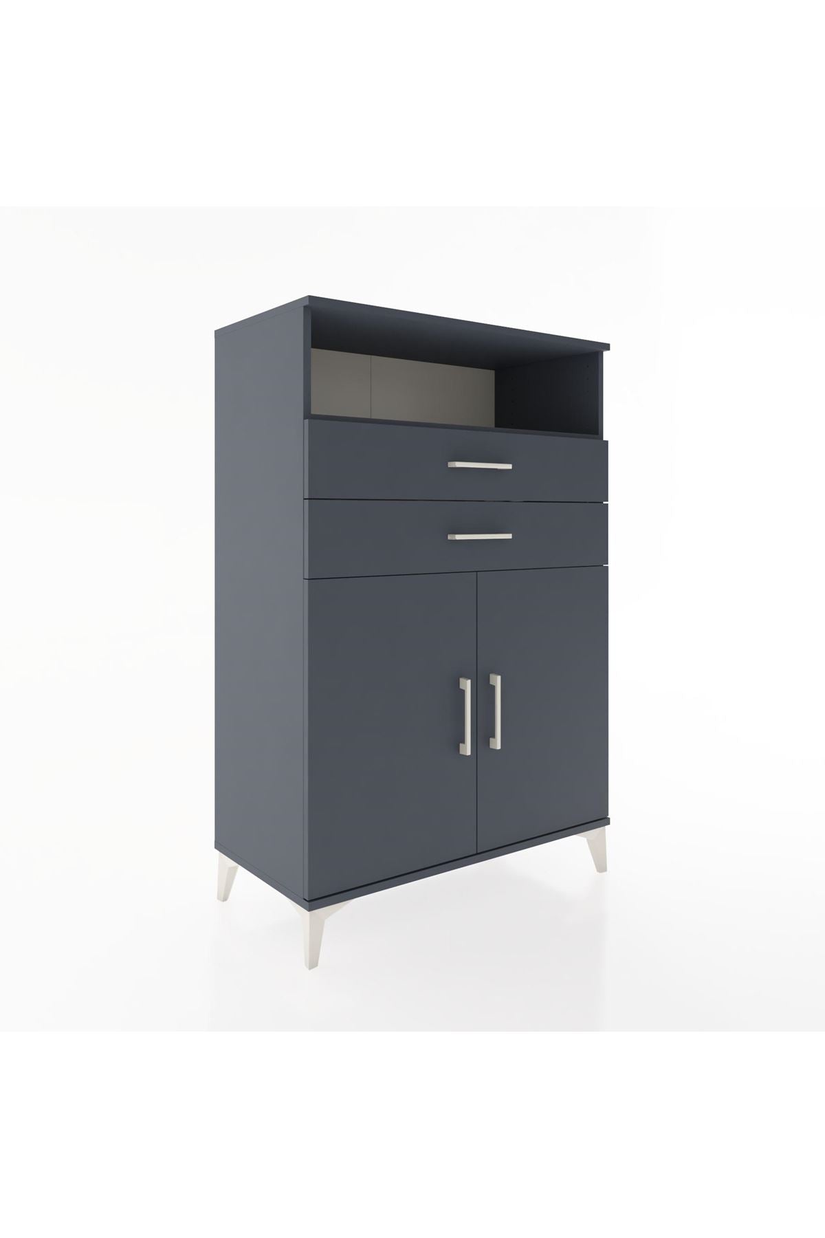 Hyperion Dolap 2 Raflı 2 Çekmeceli 2 Kapaklı 88x44x134 Antrasit-Antrasit