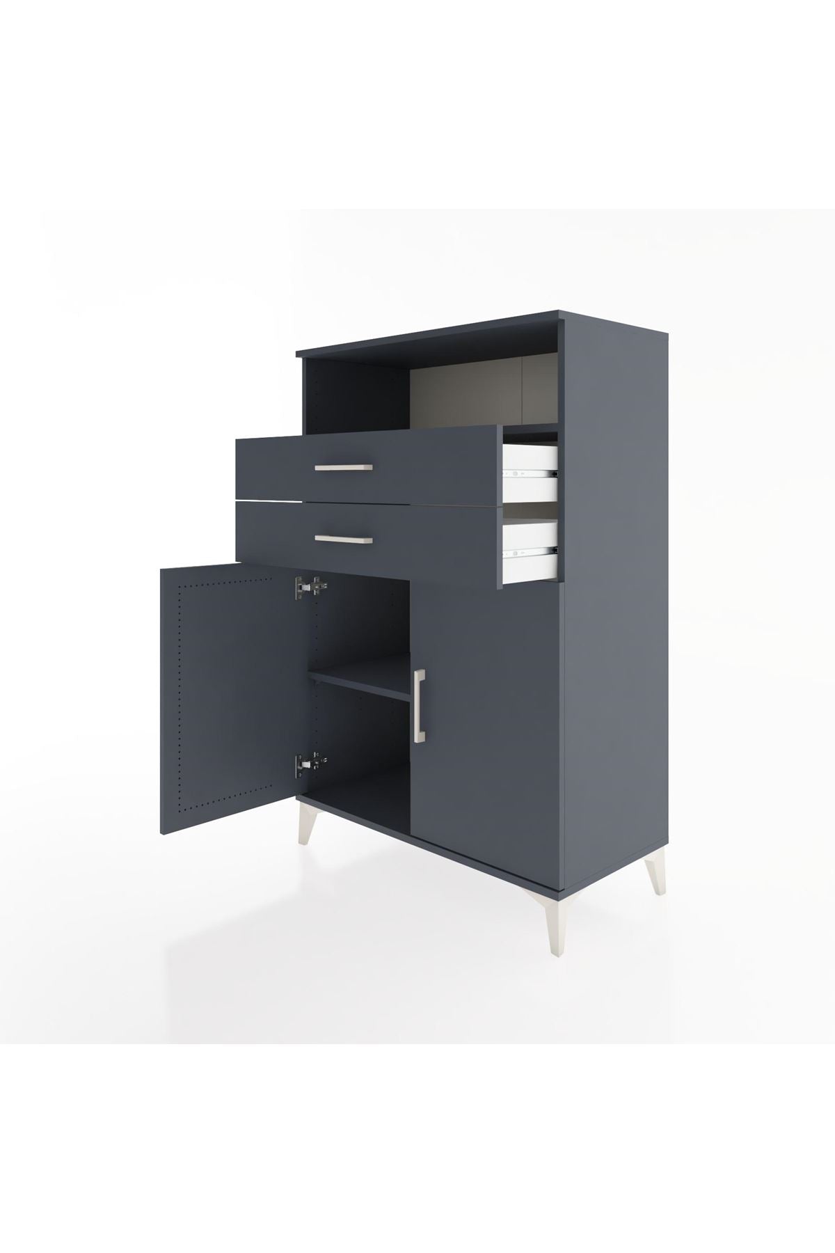 Hyperion Dolap 2 Raflı 2 Çekmeceli 2 Kapaklı 88x44x134 Antrasit-Antrasit