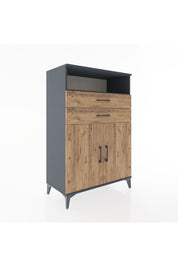 Hyperion Dolap 2 Raflı 2 Çekmeceli 2 Kapaklı 88x44x134 Antrasit-Çam