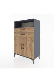 Hyperion Dolap 2 Raflı 2 Çekmeceli 2 Kapaklı 88x44x134 Antrasit-Çam