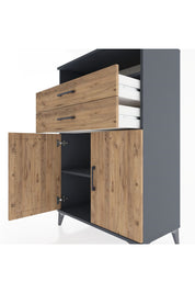 Hyperion Dolap 2 Raflı 2 Çekmeceli 2 Kapaklı 88x44x134 Antrasit-Çam