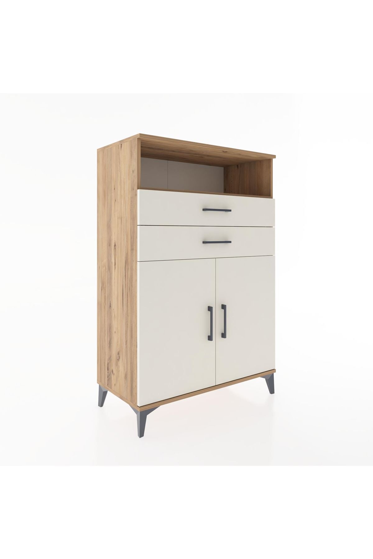 Hyperion Dolap 2 Raflı 2 Çekmeceli 2 Kapaklı 88x44x134 Çam-Aytaşı