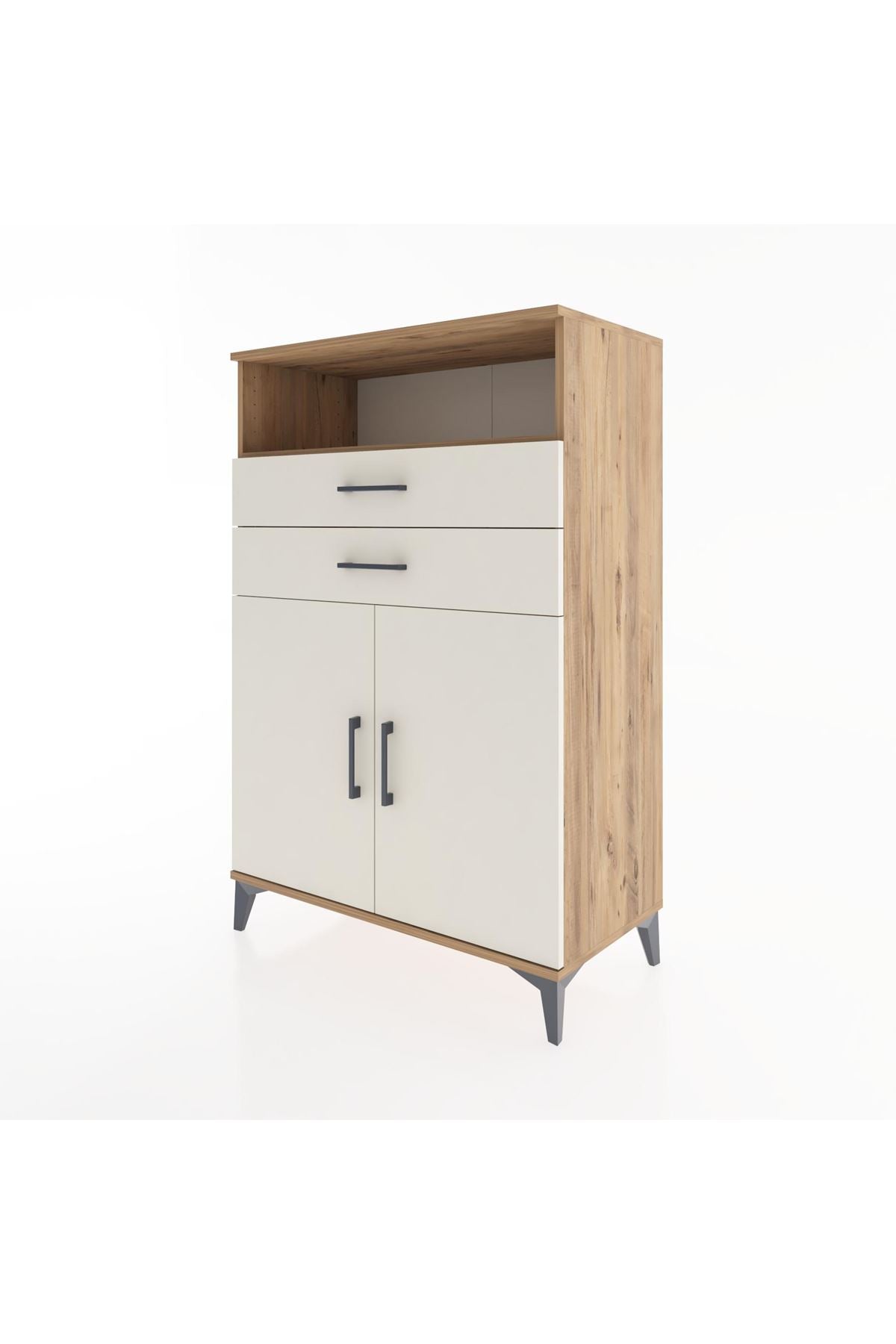 Hyperion Dolap 2 Raflı 2 Çekmeceli 2 Kapaklı 88x44x134 Çam-Aytaşı