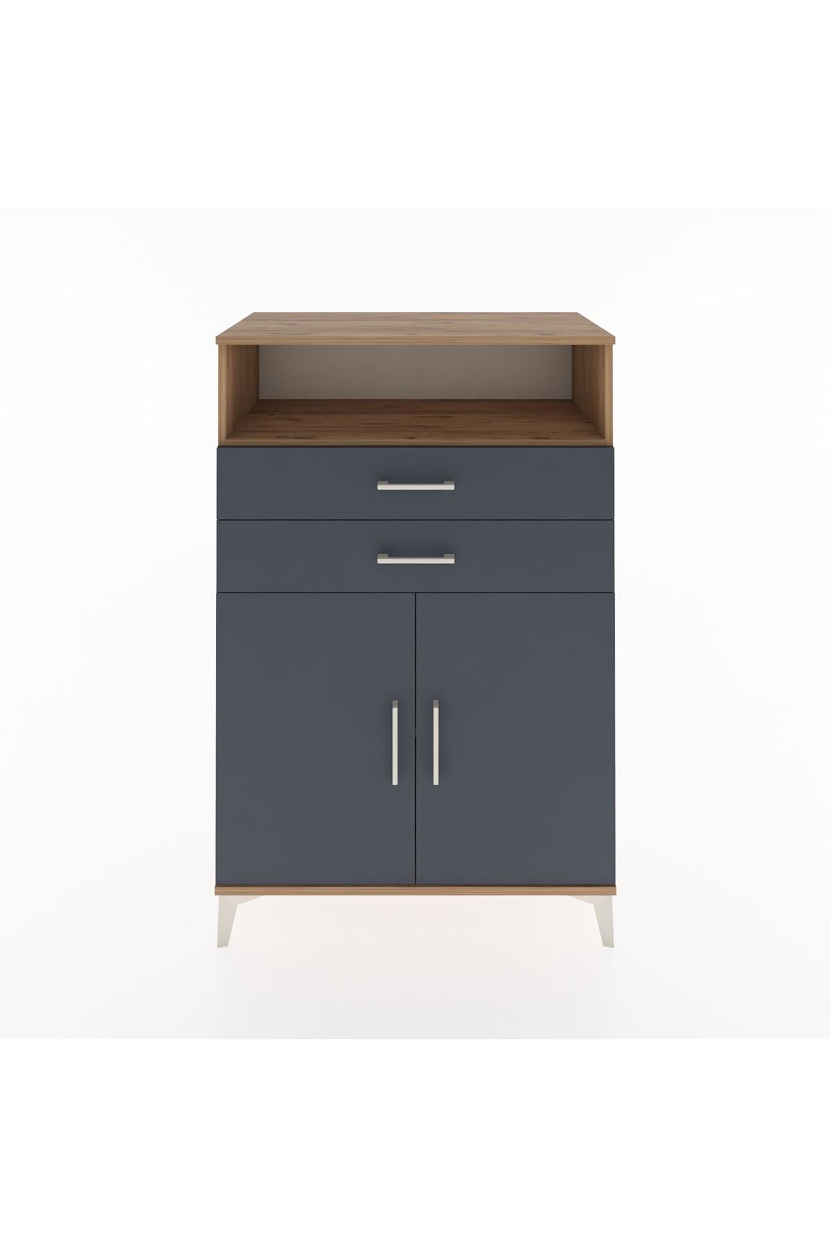 Hyperion Dolap 2 Raflı 2 Çekmeceli 2 Kapaklı 88x44x134 Çam-Antrasit