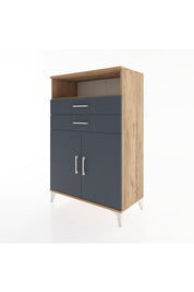 Hyperion Dolap 2 Raflı 2 Çekmeceli 2 Kapaklı 88x44x134 Çam-Antrasit