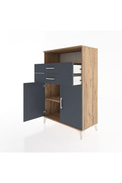 Hyperion Dolap 2 Raflı 2 Çekmeceli 2 Kapaklı 88x44x134 Çam-Antrasit