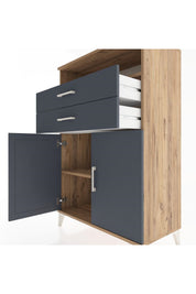 Hyperion Dolap 2 Raflı 2 Çekmeceli 2 Kapaklı 88x44x134 Çam-Antrasit