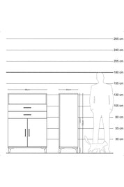 Hyperion Dolap 2 Raflı 2 Çekmeceli 2 Kapaklı 88x44x134 Çam-Antrasit