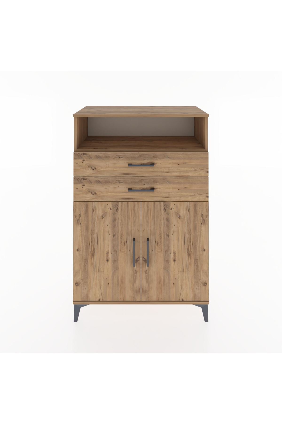 Hyperion Dolap 2 Raflı 2 Çekmeceli 2 Kapaklı 88x44x134 Çam-Çam