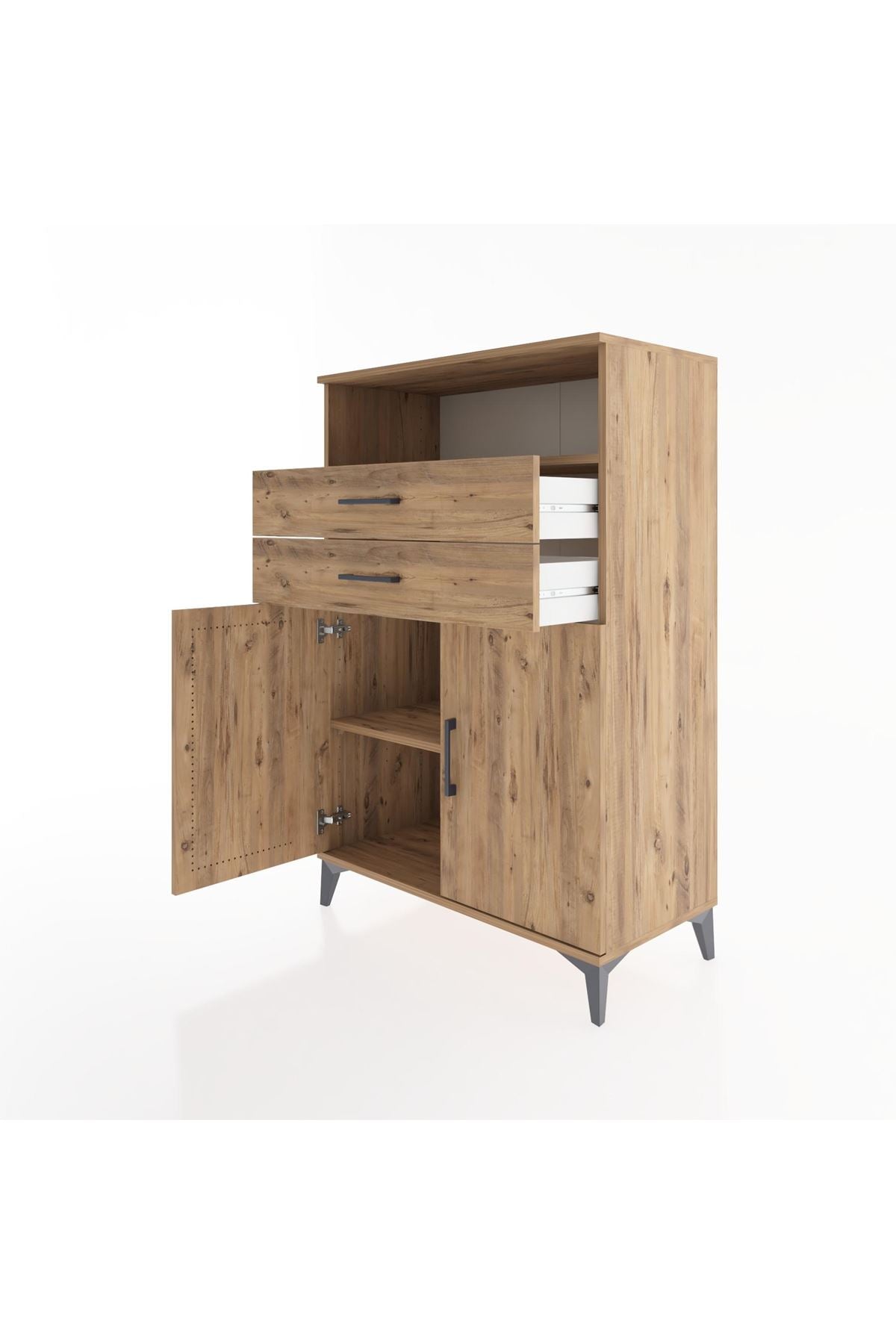 Hyperion Dolap 2 Raflı 2 Çekmeceli 2 Kapaklı 88x44x134 Çam-Çam