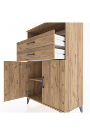 Hyperion Dolap 2 Raflı 2 Çekmeceli 2 Kapaklı 88x44x134 Çam-Çam