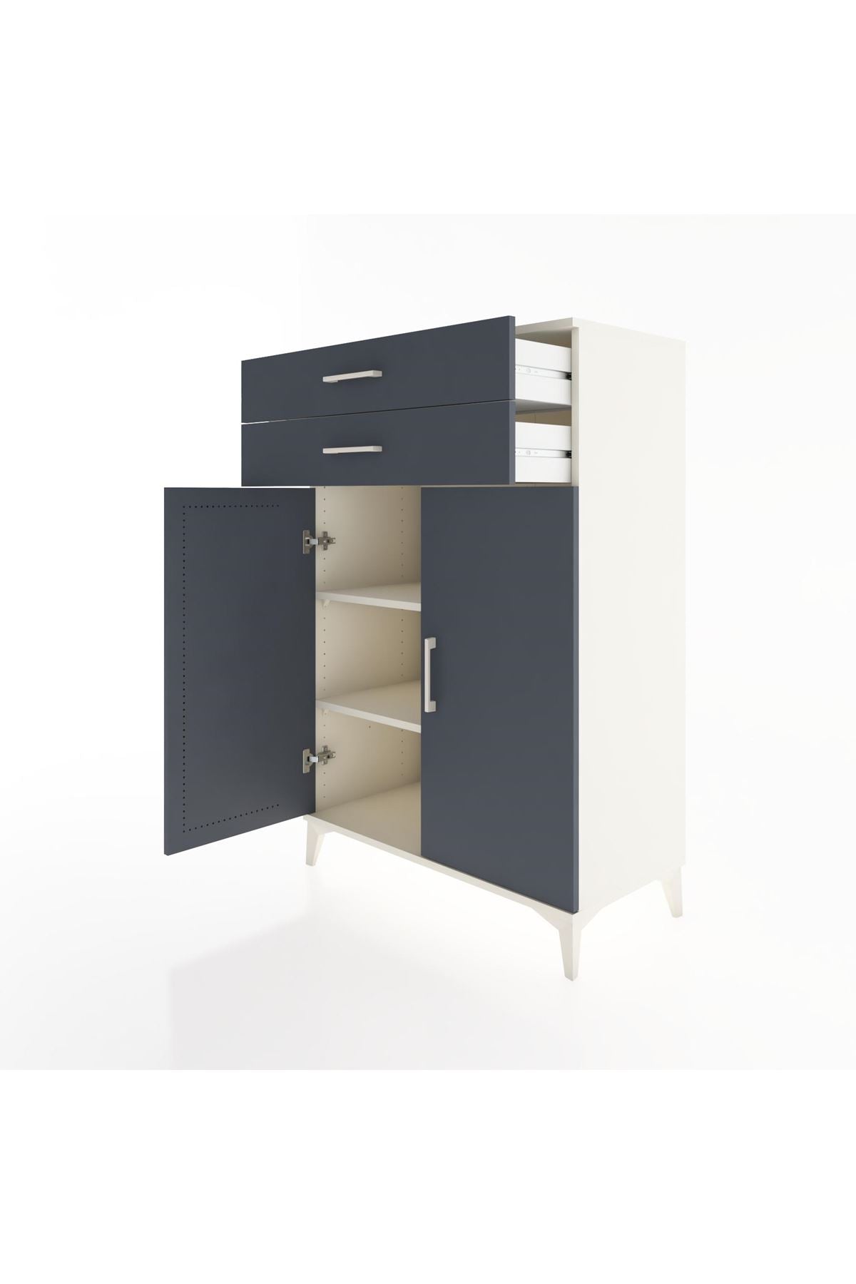 Hyperion Dolap 2 Raflı 2 Çekmeceli 2 Kapaklı 88x44x134 Aytaşı-Antrasit