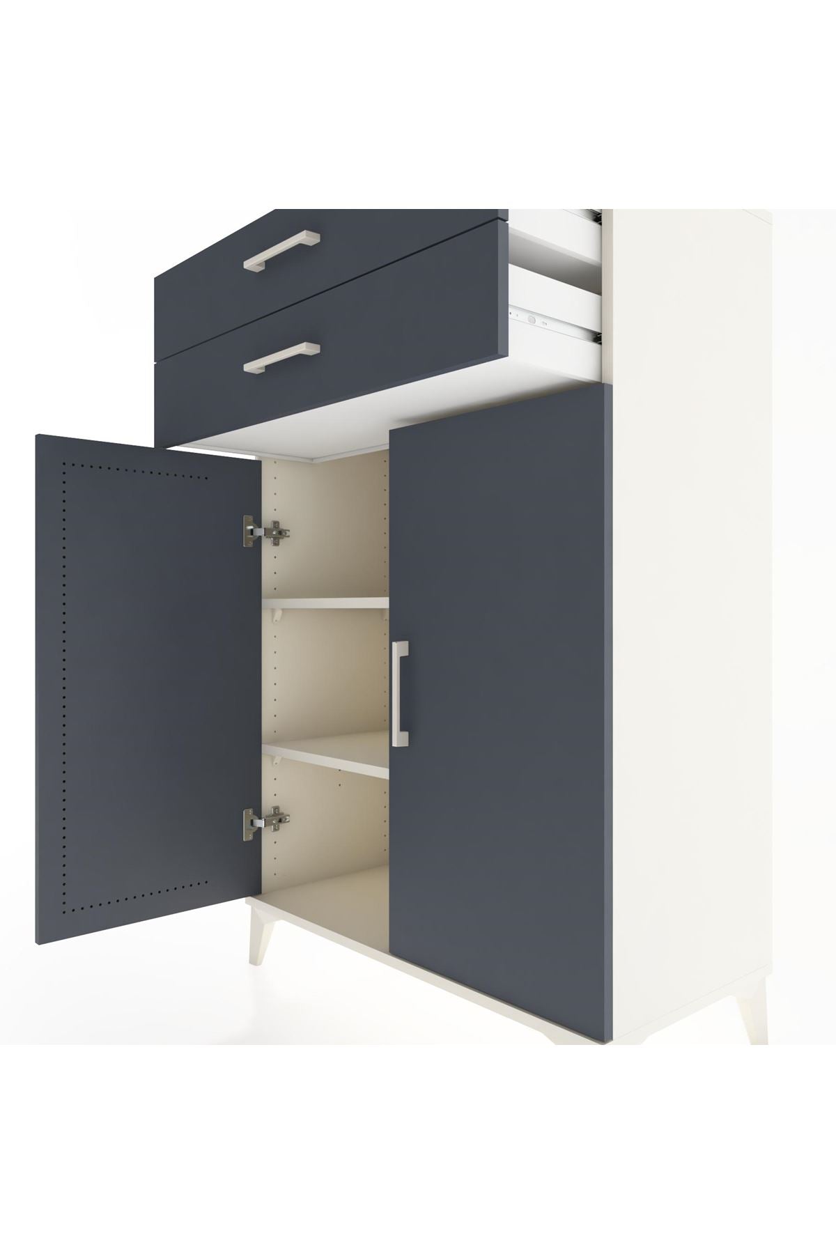 Hyperion Dolap 2 Raflı 2 Çekmeceli 2 Kapaklı 88x44x134 Aytaşı-Antrasit