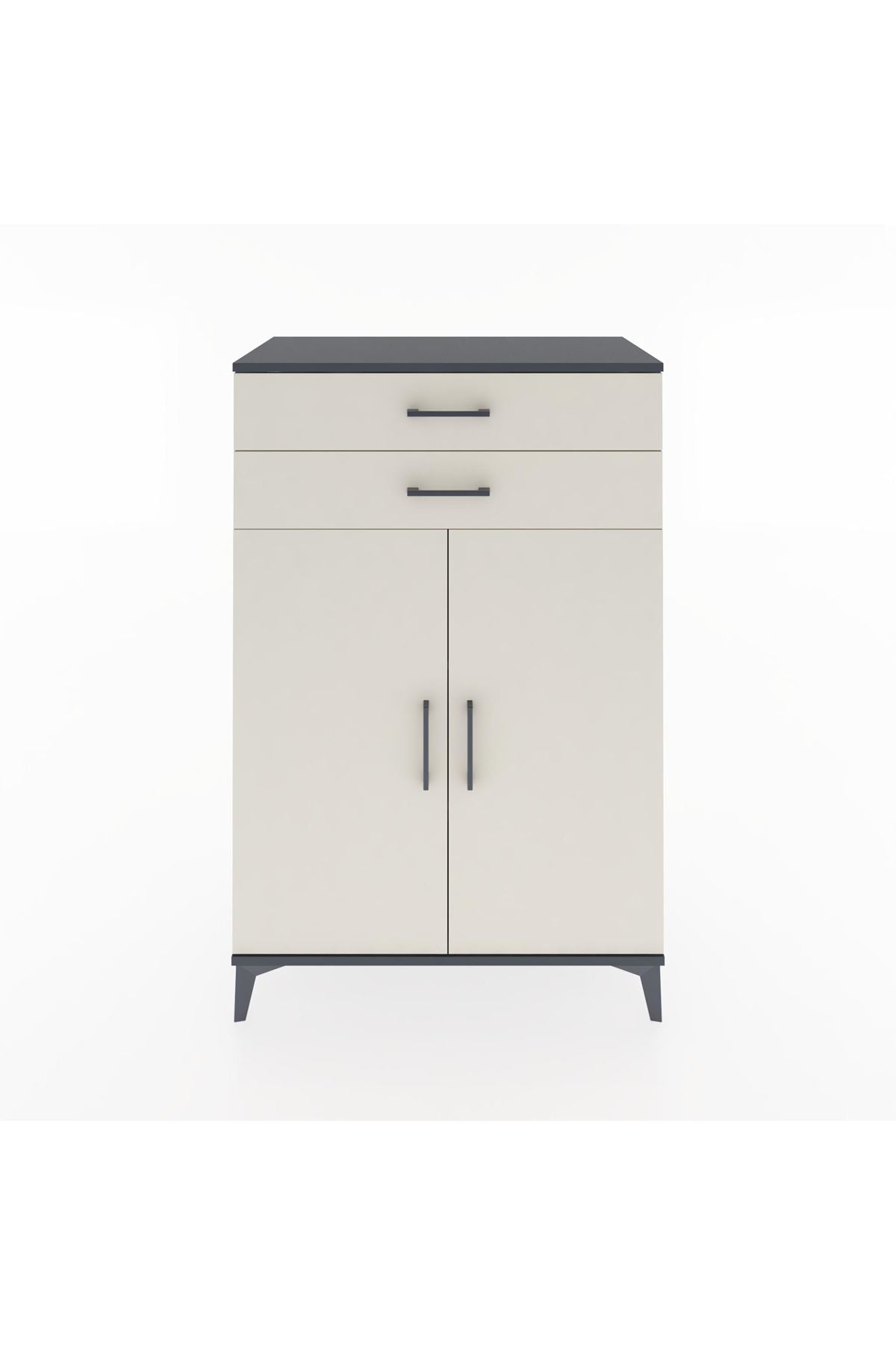 Hyperion Dolap 2 Raflı 2 Çekmeceli 2 Kapaklı 88x44x134 Antrasit-Aytaşı