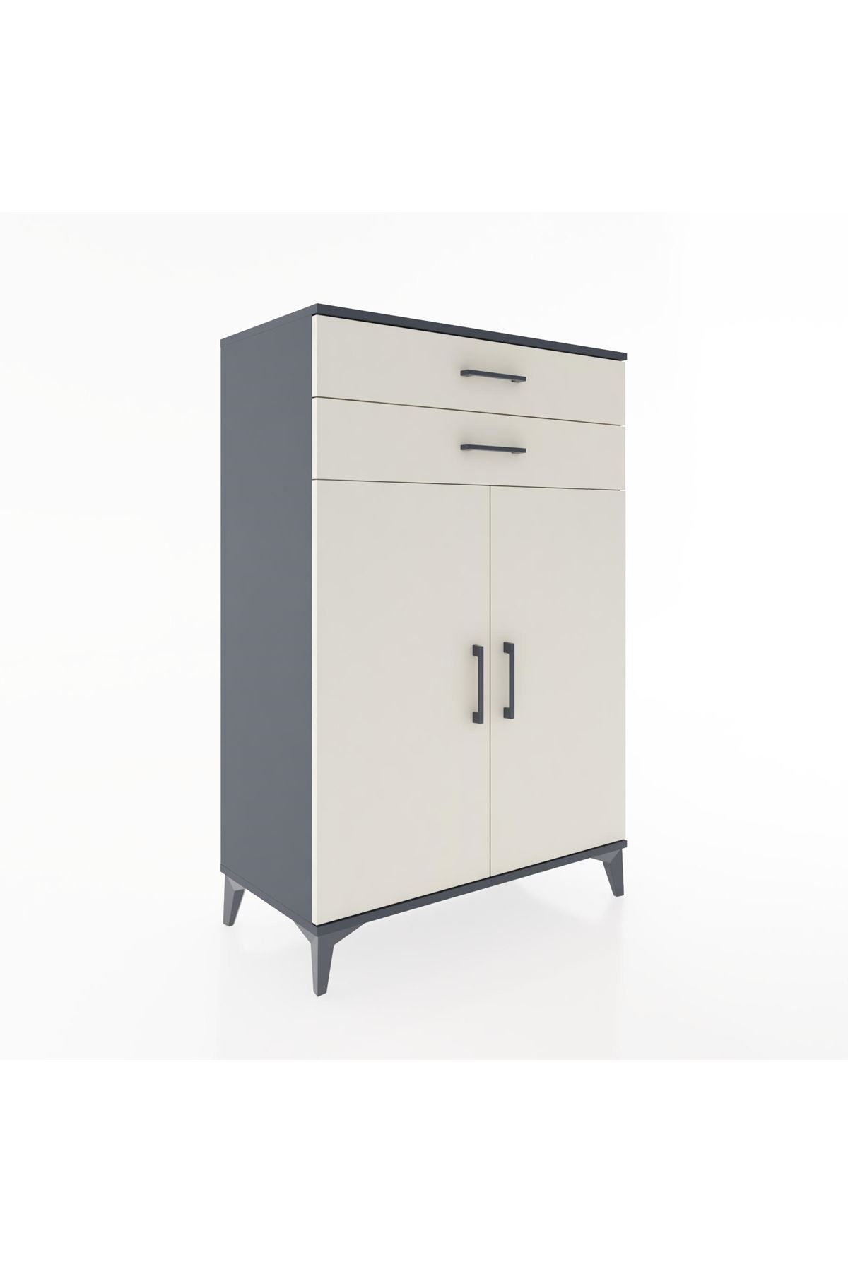 Hyperion Dolap 2 Raflı 2 Çekmeceli 2 Kapaklı 88x44x134 Antrasit-Aytaşı