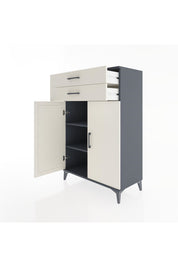 Hyperion Dolap 2 Raflı 2 Çekmeceli 2 Kapaklı 88x44x134 Antrasit-Aytaşı