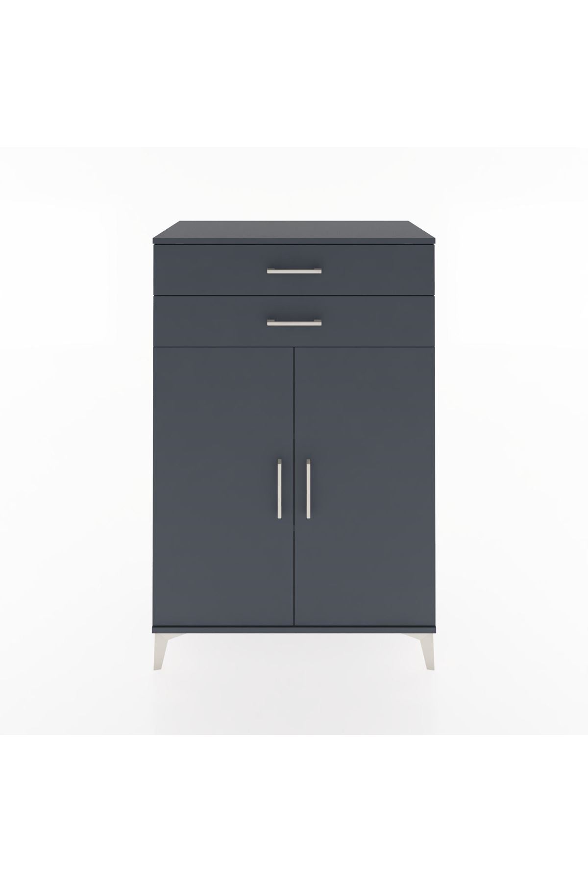 Hyperion Dolap 2 Raflı 2 Çekmeceli 2 Kapaklı 88x44x134 Antrasit-Antrasit